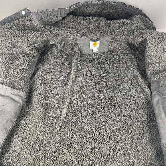 Carhartt Sandstone Hooded Multi-Pocket Jacket Sherpa Lined Mens Large L Black - Picture 5 of 6